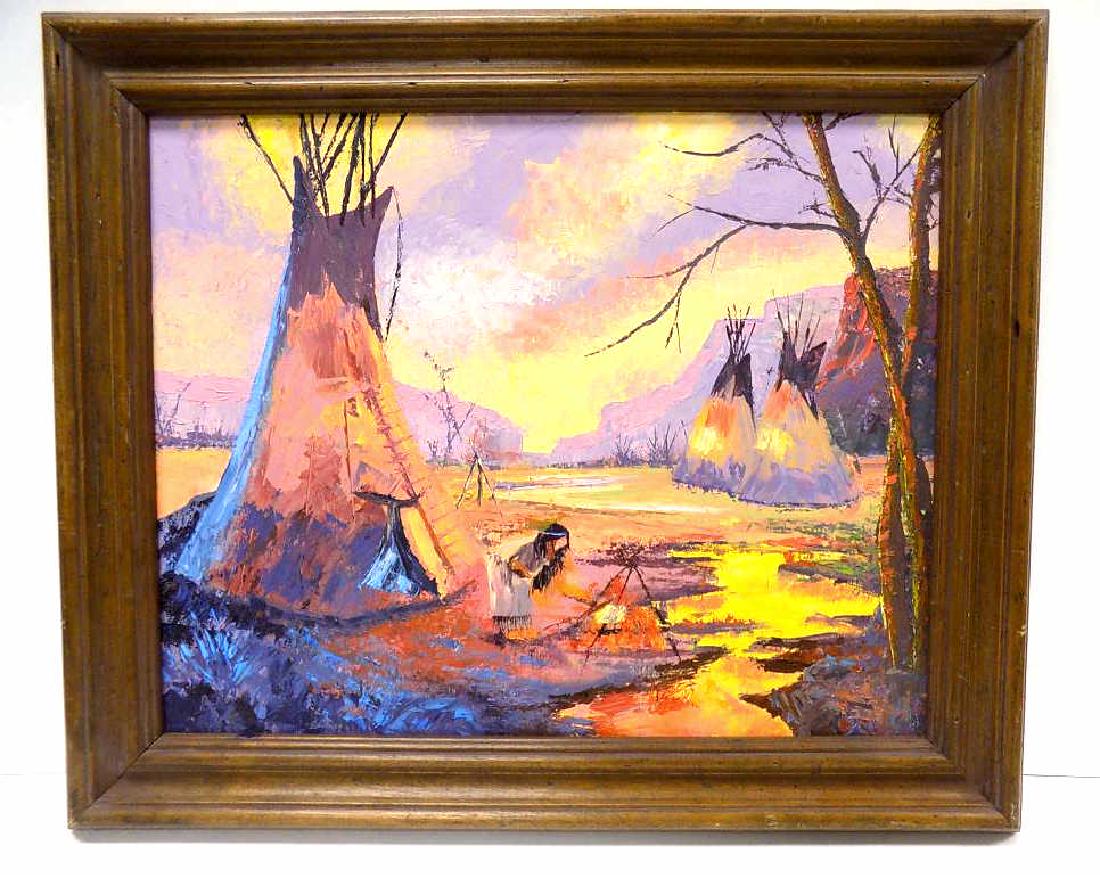 INDIAN ENCAMPMENT PAINTING (1 of 2)