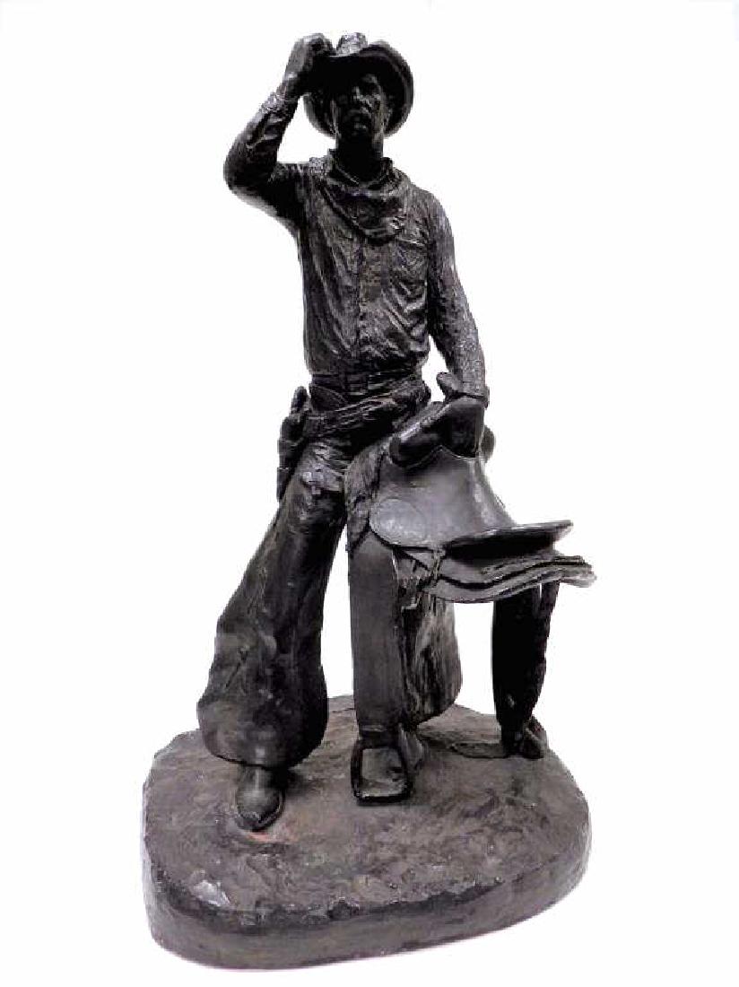 MICHAEL GARMAN COWBOY BRONZED SCULPTURE
