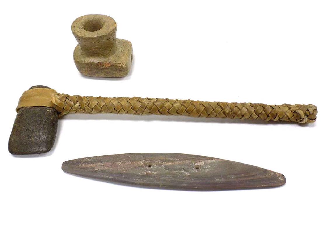 Native American Indian Stone Tomahawk W/ Pipe
