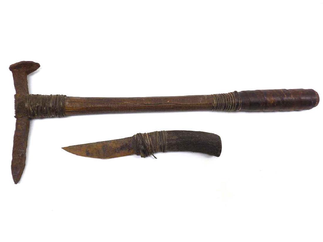 NATIVE AMERICAN INDIAN TOMAHAWK WEAPON & KNIFE (1 of 2)