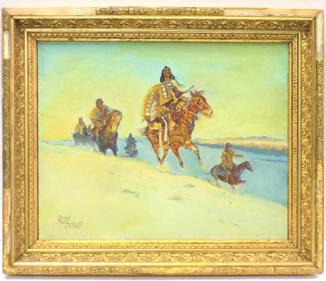 REMINGTON STYLE INDIAN WARRIORS PAINTING (1 of 6)
