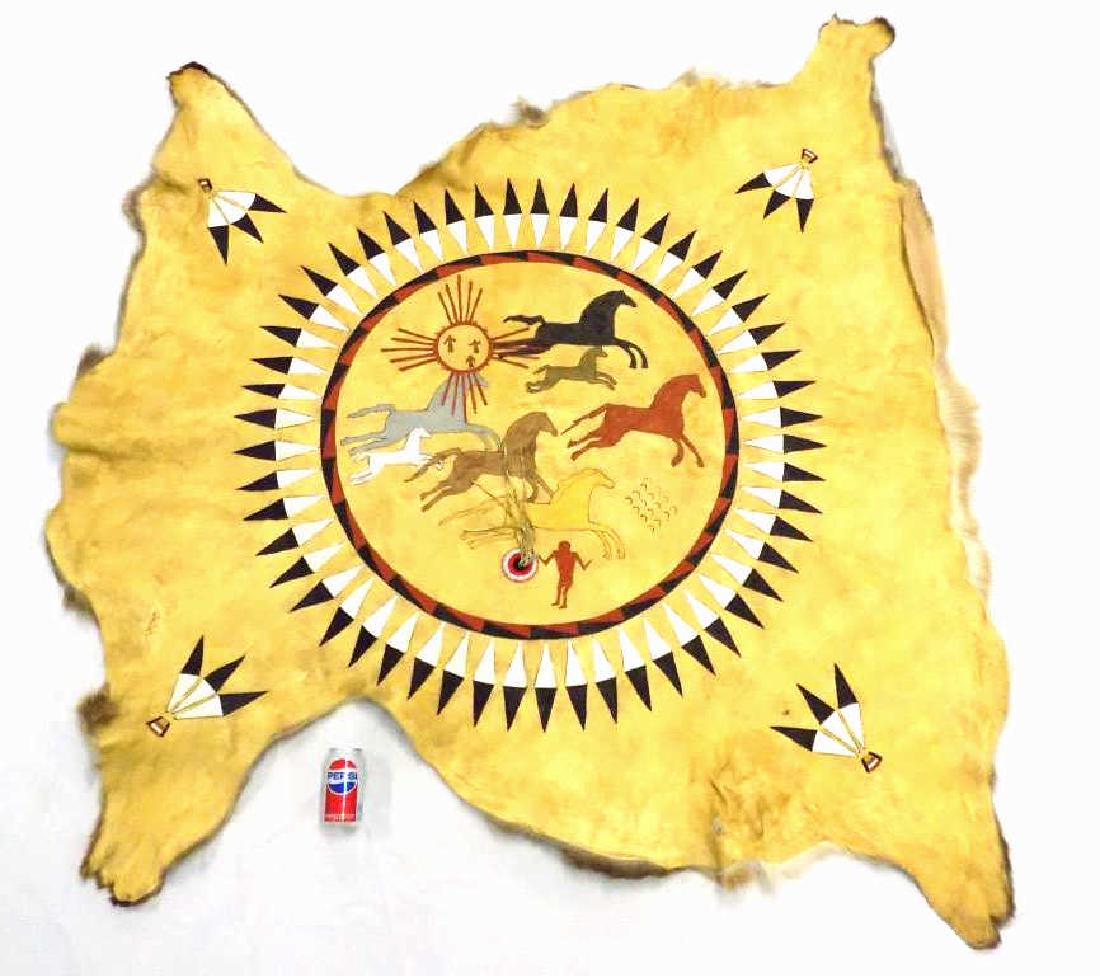 Native American Indian Elk Hide Painting