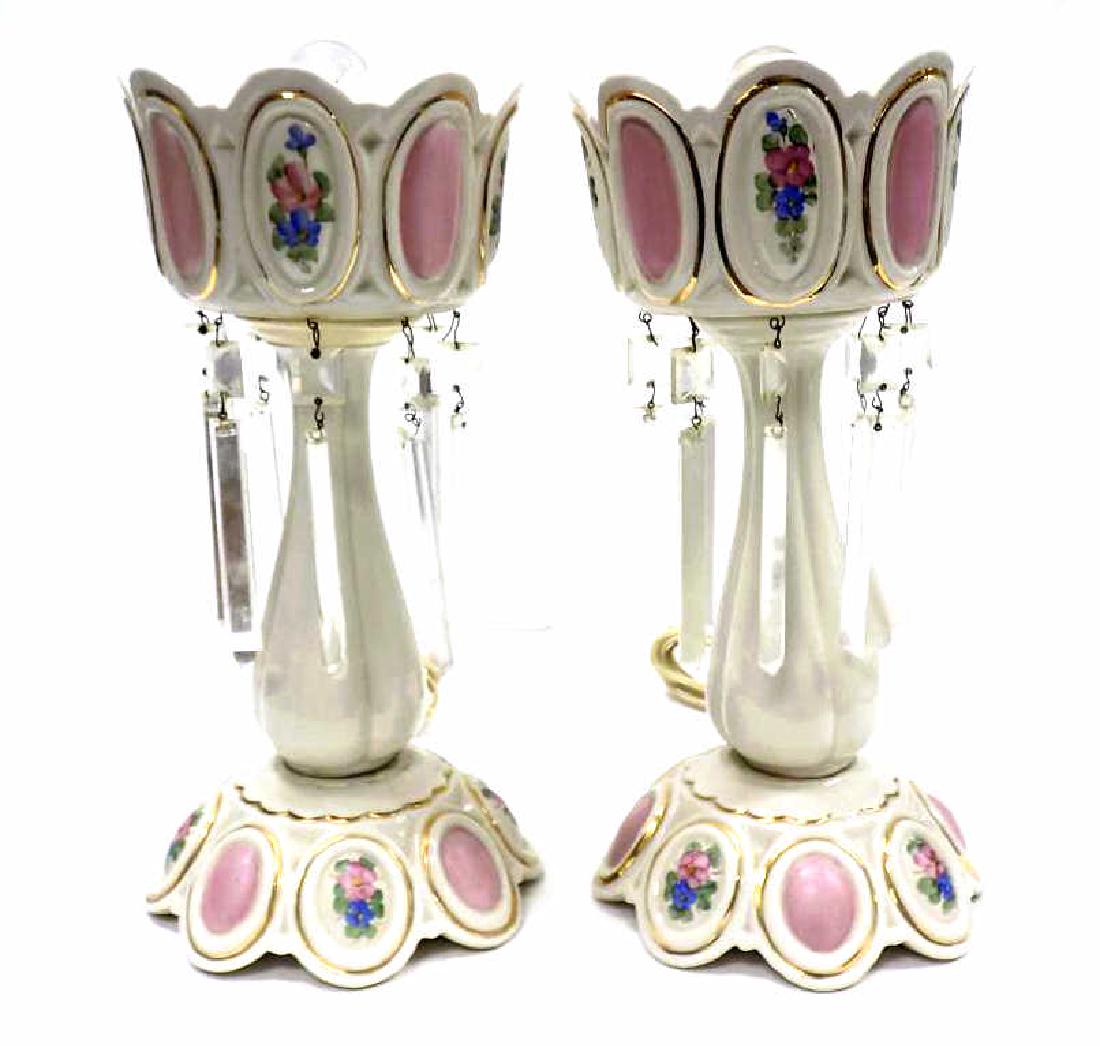 VICTORIAN PORCELAIN LUSTER LAMPS (1 of 3)