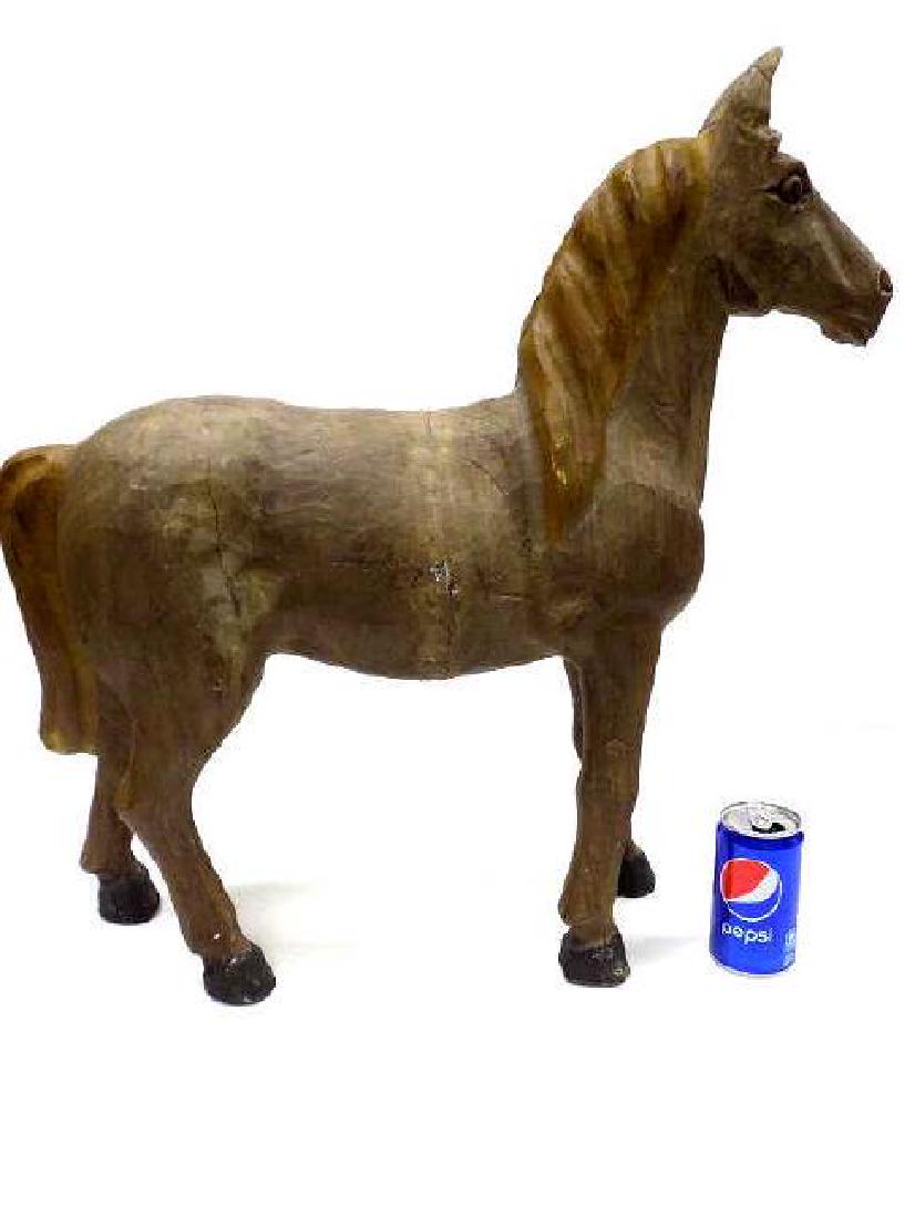 BIG AMERICAN FOLK ART CARVED WOODEN HORSE (1 of 4)