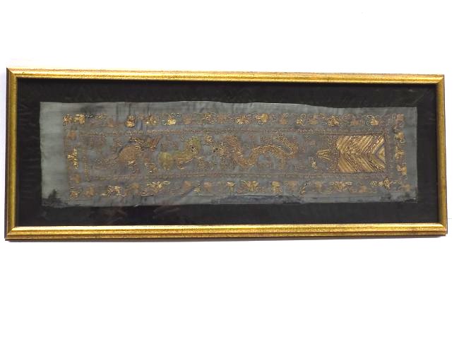 CHINESE DRAGON FLYING PHOENIX GOLD THREAD TAPESTRY (1 of 10)