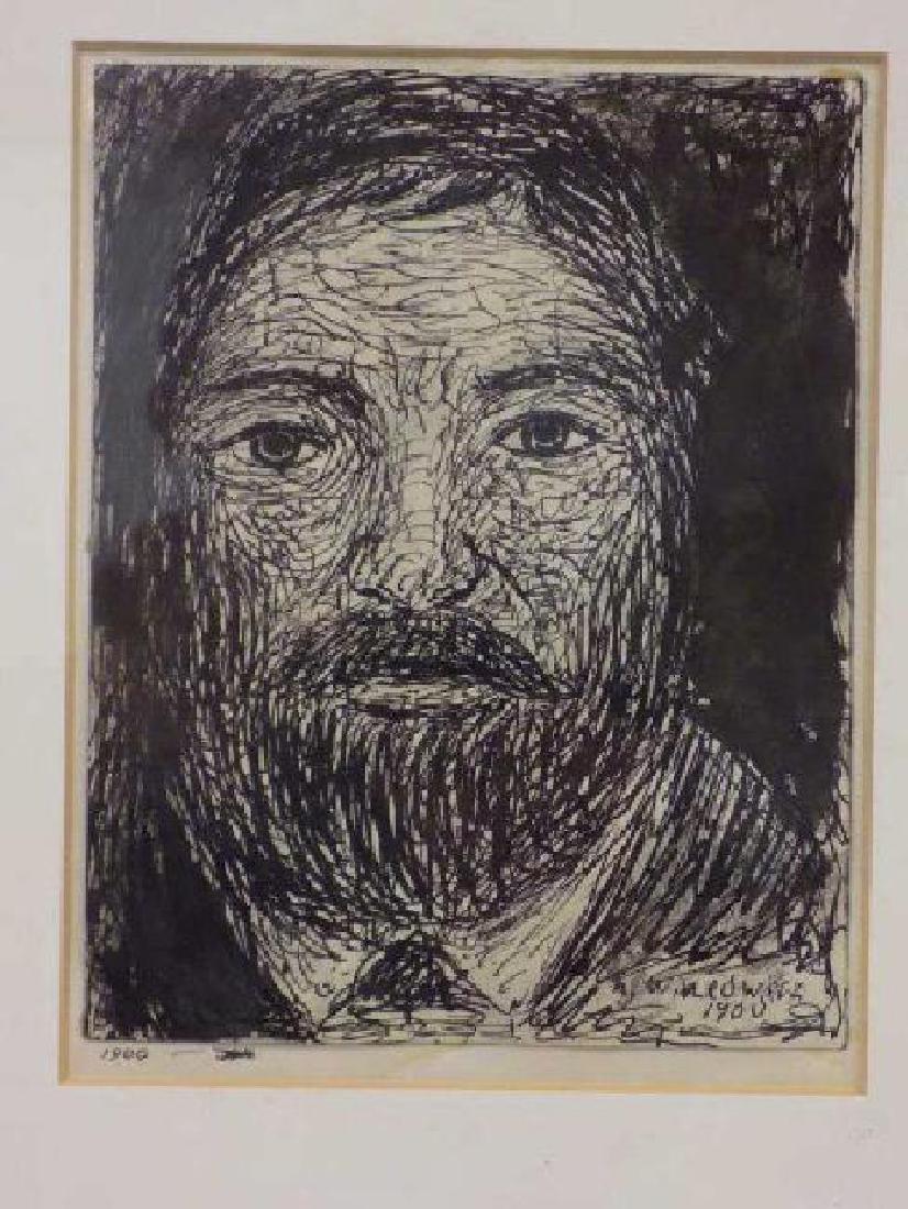 ABRAHAM WALKOWITZ MODERNIST MAN PEN & INK DRAWING: Abraham Walkowitz - American 1878-1965 - Modernist pen & ink drawing of a Modernist Man on paper. Signed & Dated lower right. Walkowitz was associated with Max Weber, Alfred Stieglitz. His works have