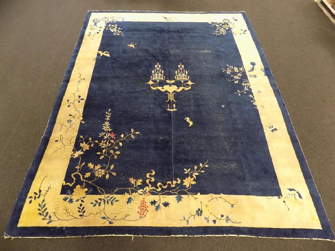 LARGE CHINESE NICHOLS BLUE DECO SCENIC RUG (1 of 9)