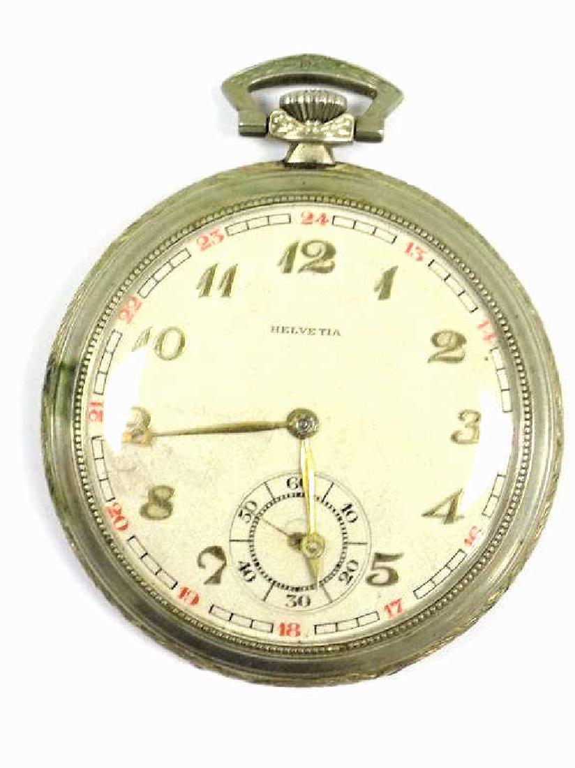 HELVETIA MILITARY DECO GOLD MARKERS POCKET WATCH (1 of 4)