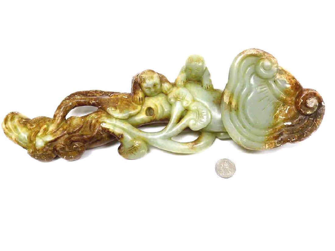 CHINESE CARVED LOTUS JADE RUYI SCEPTOR WAND (1 of 5)