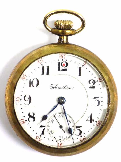 HAMILTON GOLD ADJUSTABLE 21 JEWEL POCKET WATCH (1 of 3)