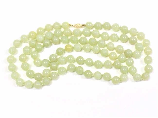 EXCEPTIONAL 14K GOLD CLASPJADEITE JADE 91 BEAD NECKLACE (1 of 3)