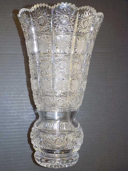 AMERICAN ALL OVER BRILLIANT CUT GLASS VASE (1 of 2)