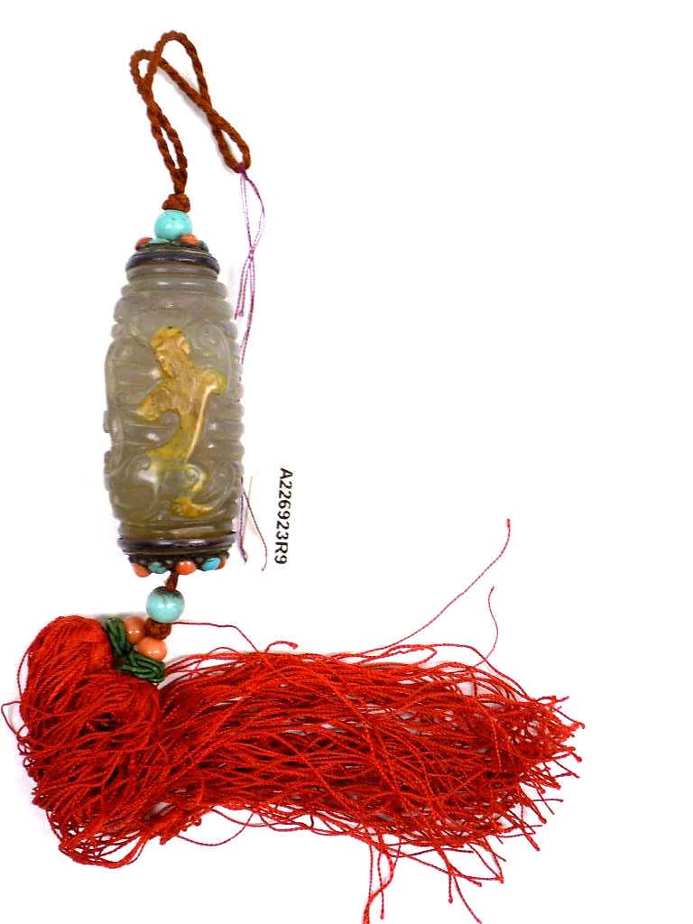 CHINESE SILVER STONE MYTHICAL LIZARD JADE CARVING (1 of 4)