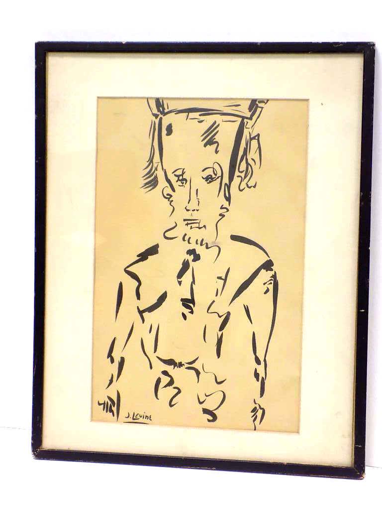 JACK LEVINE - JUDAIC RABBI INK ON PAPER (1 of 3)