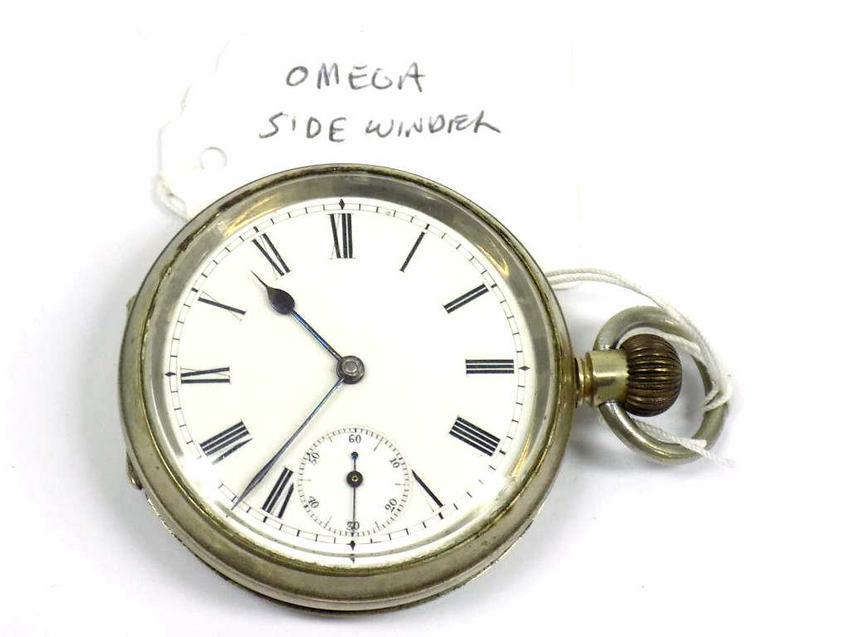 VINTATE OMEGA SIDE WINDER POCKET WATCH (1 of 4)