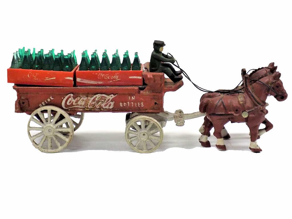 COCA COLA CAST IRON HORSE & WAGON TOY (1 of 3)