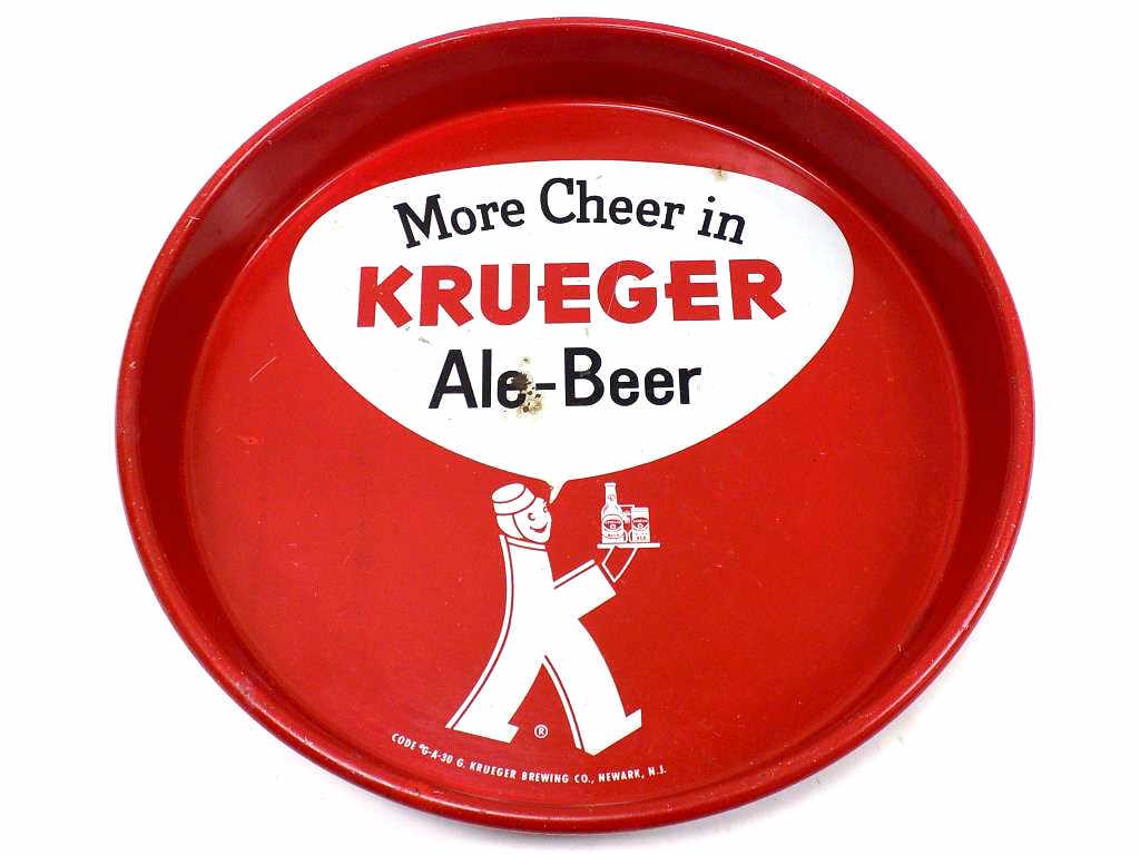 VINTAGE KRUEGER ALE BEER SIGN TIN BEER TRAY (1 of 3)