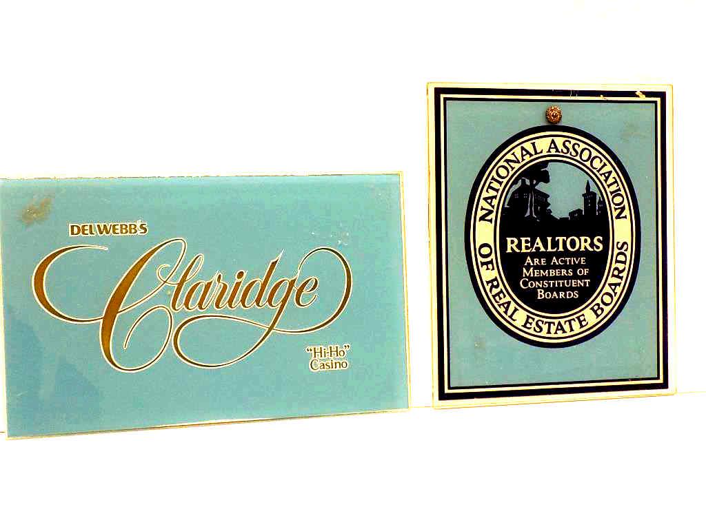 HI HO CASINO AND REALTORS GLASS ADVERTISING SIGNS (1 of 2)