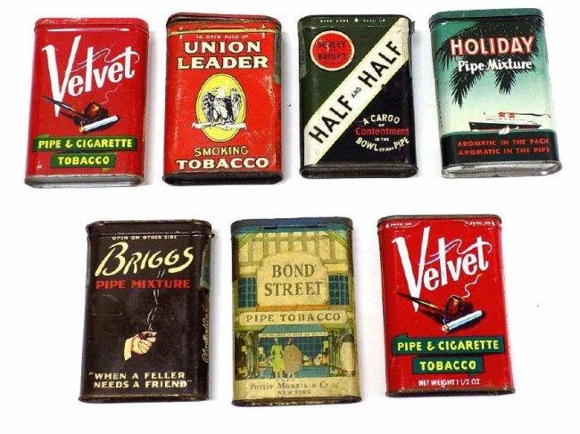 LOT OF 7 OLD TOBACCO ADVERTISING TIN BOXES (1 of 1)