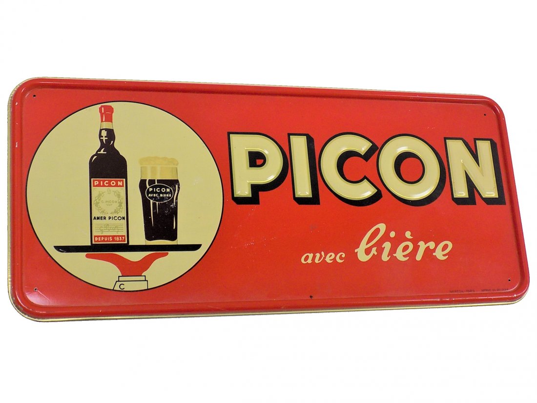 PICON BEER EMBOSSED METAL ADVERTISEMENT (1 of 1)