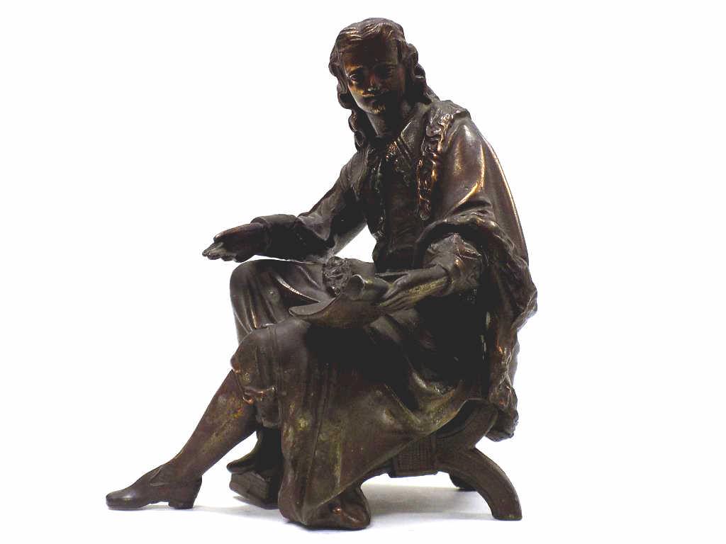 SHAKESPEARE BRONZED CLOCK TOPPER: Victorian Shakespeare Holding Book Bronzed Clock Topper. 5.50" x 6.50"