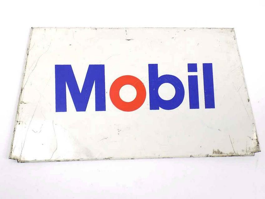 MOBIL GAS STATION METAL ADVERTISING SIGN: Vintage Mobil Gas Station Vending Rack Advertising Sign. Steel metal with Logo. 7" x 13"