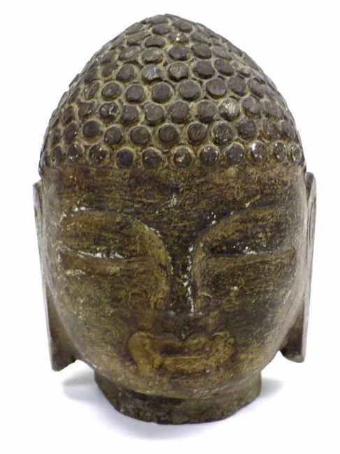 ANCIENT CARVED STONE HEAD OF BUDDHA (1 of 3)