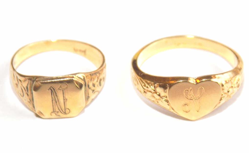 2 GOLD INITIAL RINGS (1 of 1)