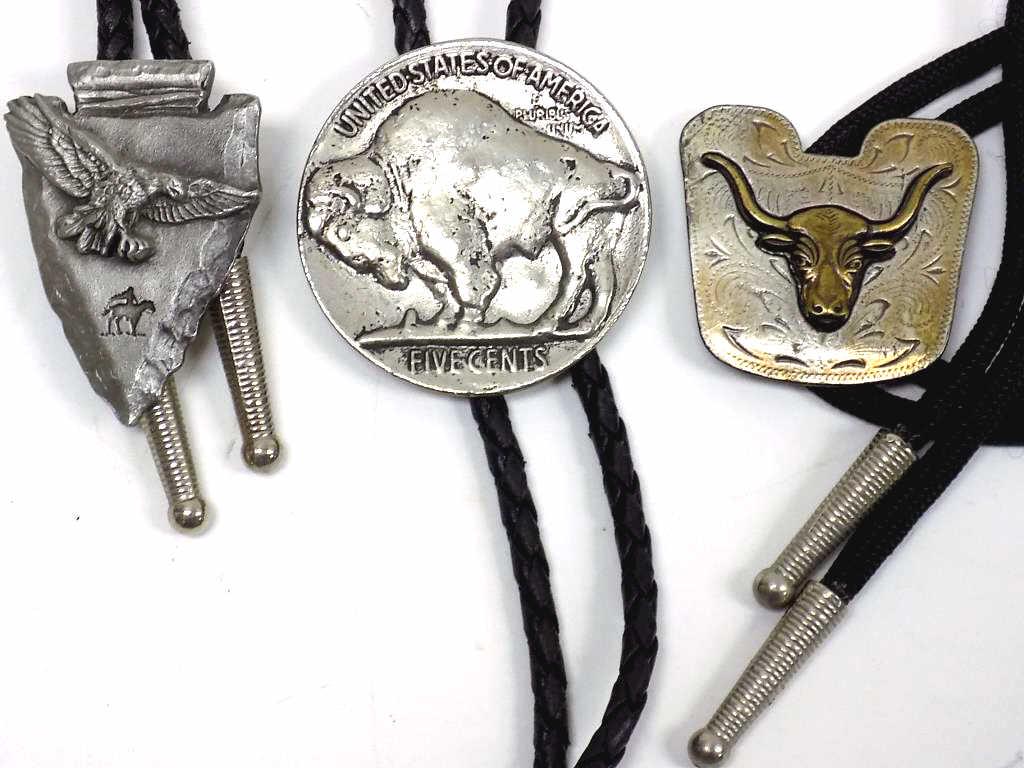 AMERICAN WESTERN METAL BOLO TIE LOT (1 of 1)