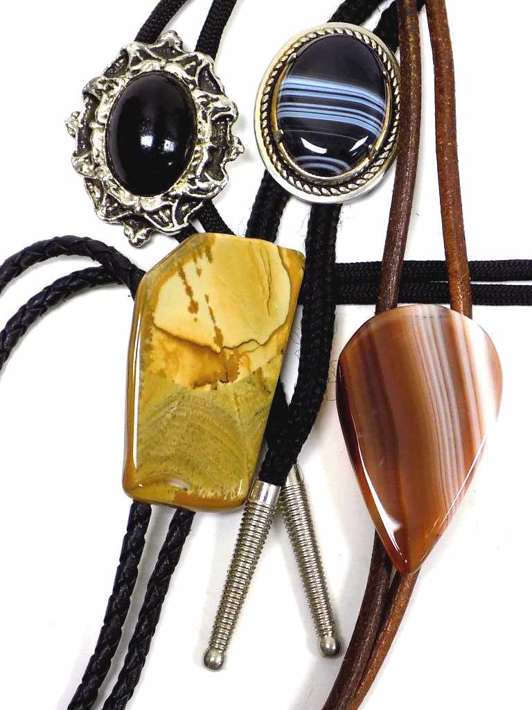 AMERICAN WESTERN POLISHED STONE BOLO TIE LOT (1 of 1)