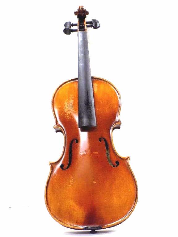 KARL HERMANN - STRADIVARIUS REPLICA VIOLIN: Karl Hermann 1937 Violin. Replica of a 1712 Antonius Stradivarius Master violin. Curly Maple body with ebony tuning keys and fingerboard. Scrolled borders. Maker Label with Insignia. Length 23"