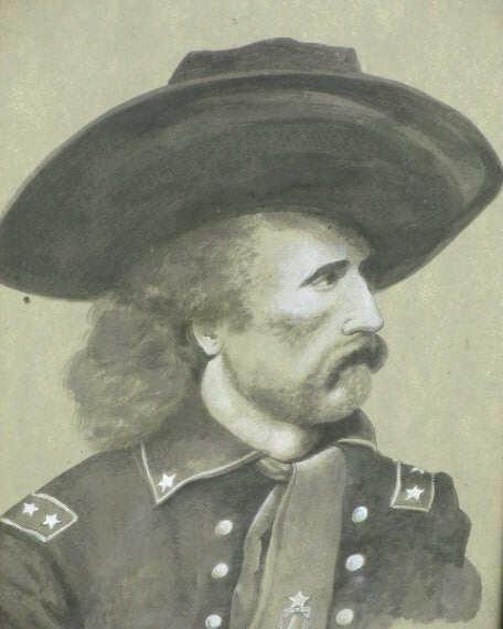 CIVIL WAR GENERAL CUSTER WATERCOLOR PORTRAIT (1 of 2)