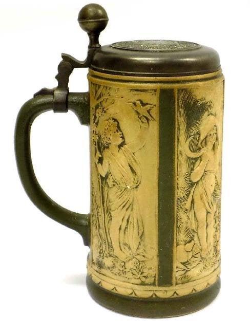 GERZ CLASSICAL PANEL RELIEF BEER STEIN (1 of 6)