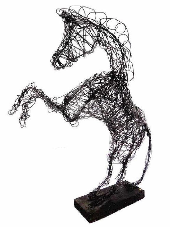SALVADOR DALI STYLE WIRE HORSE SCULPTURE (1 of 3)