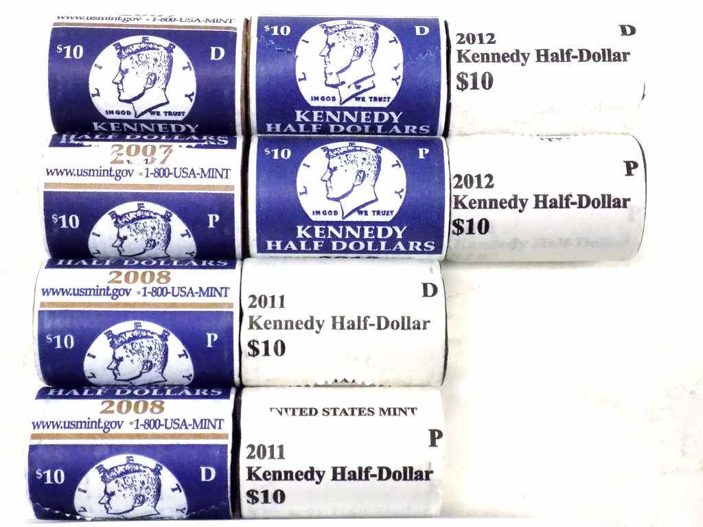 KENNEDY HALF DOLLAR ROLLS 2007 2008 2010 2011 2012 (1 of 3)