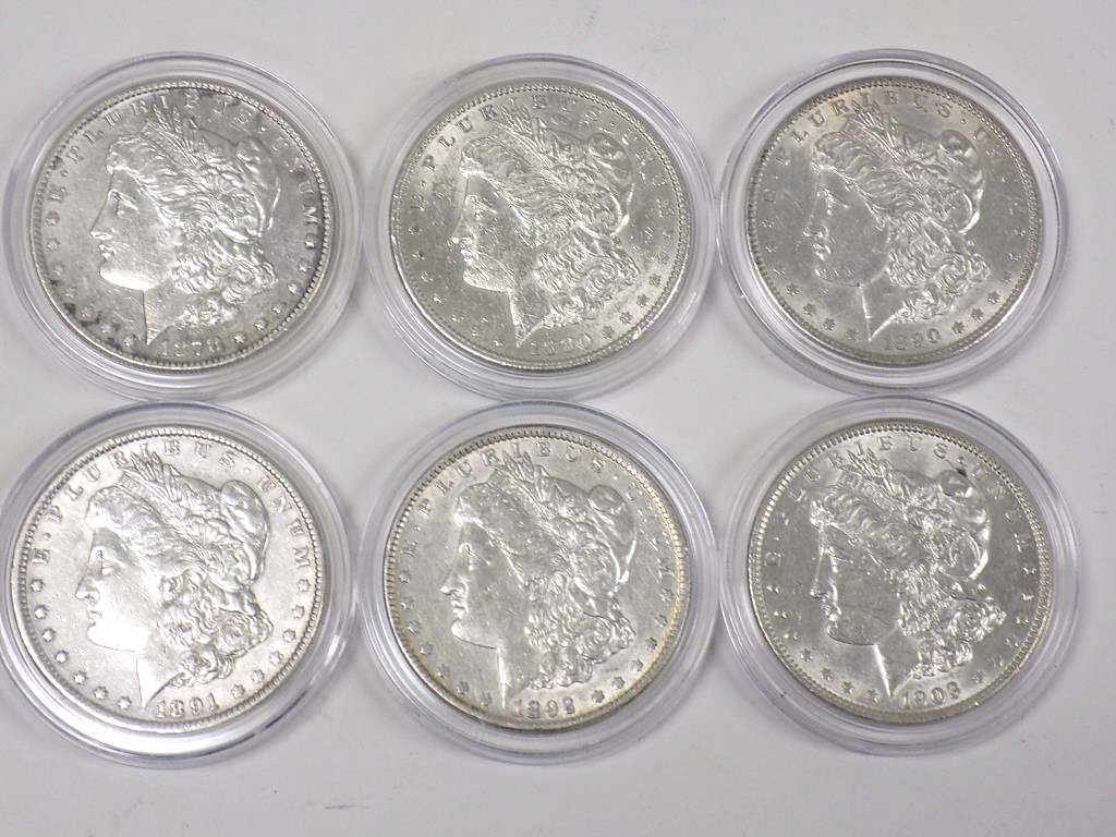 GROUP MORGAN SILVER DOLLARS 1878 80 90 91 92 1903 (1 of 2)