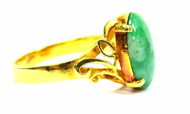18K YELLOW GOLD JADE ART NOUVEAU RING (1 of 6)