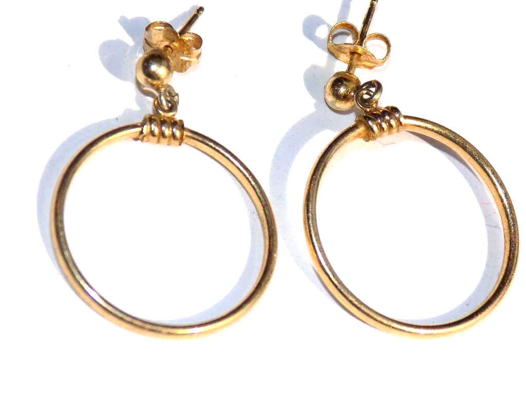 14K YELLOW GOLD BEADED RING EARRINGS (1 of 1)