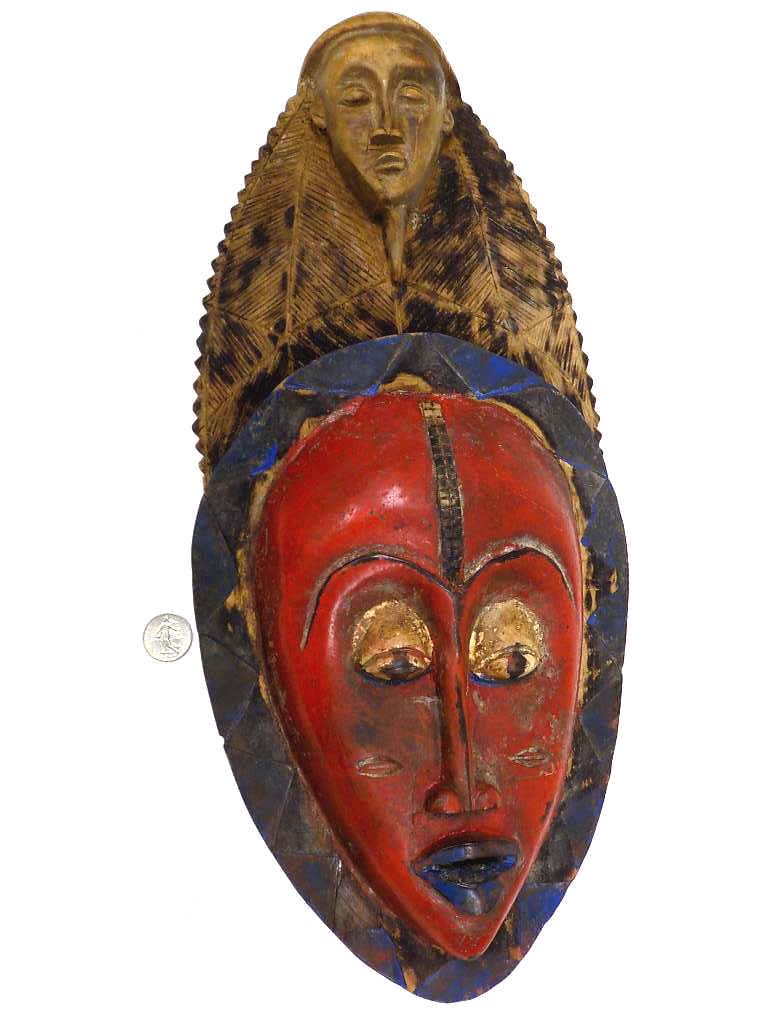 AFRICAN TRIBAL CARVED SPIRIT MASK (1 of 4)