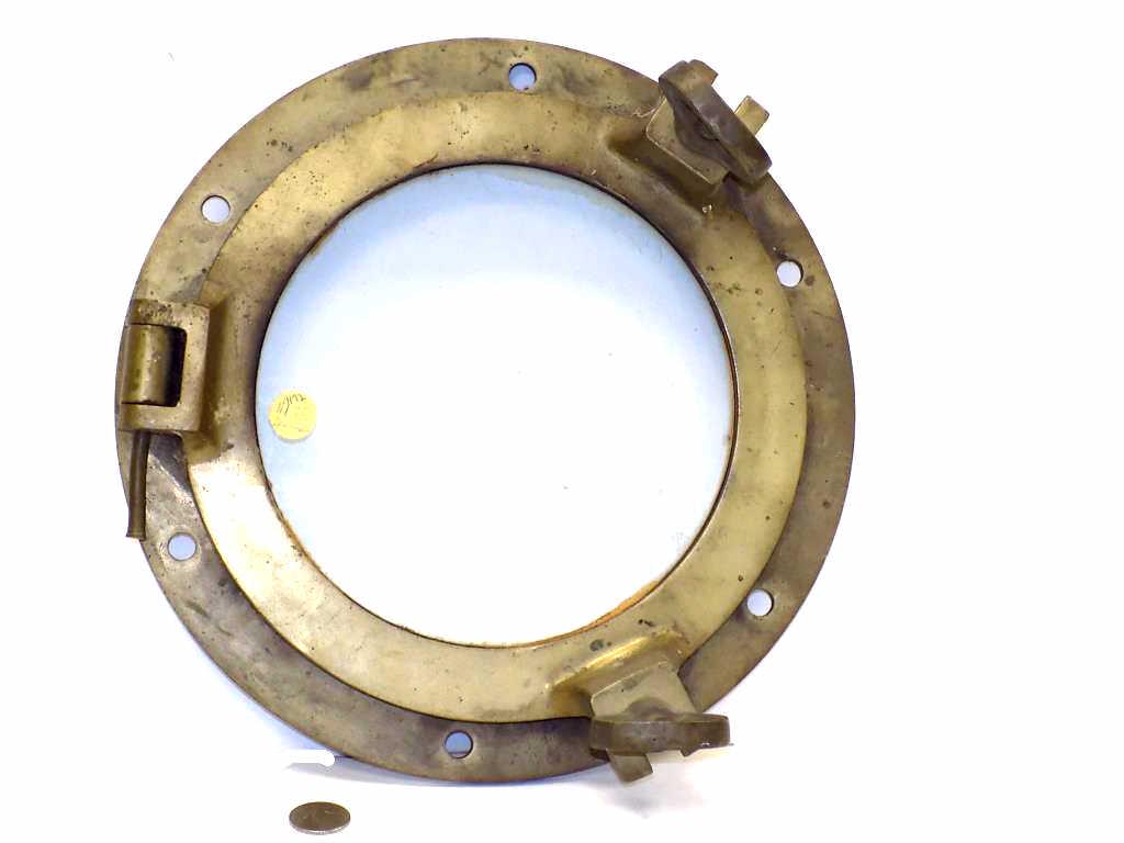 ANTIQUE SHIP'S BRONZE PORT HOLE W/ GLASS (1 of 2)