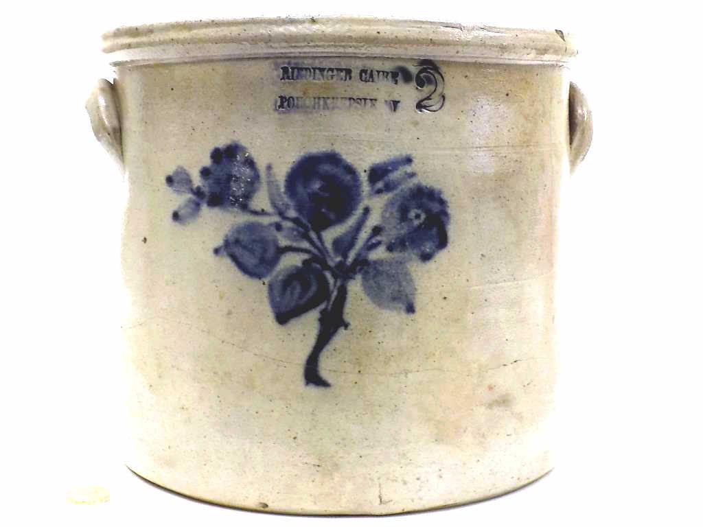 RIEDINGER CAIRE POUGHKEEPSIE N.Y. BLUE SLIP CROCK (1 of 4)