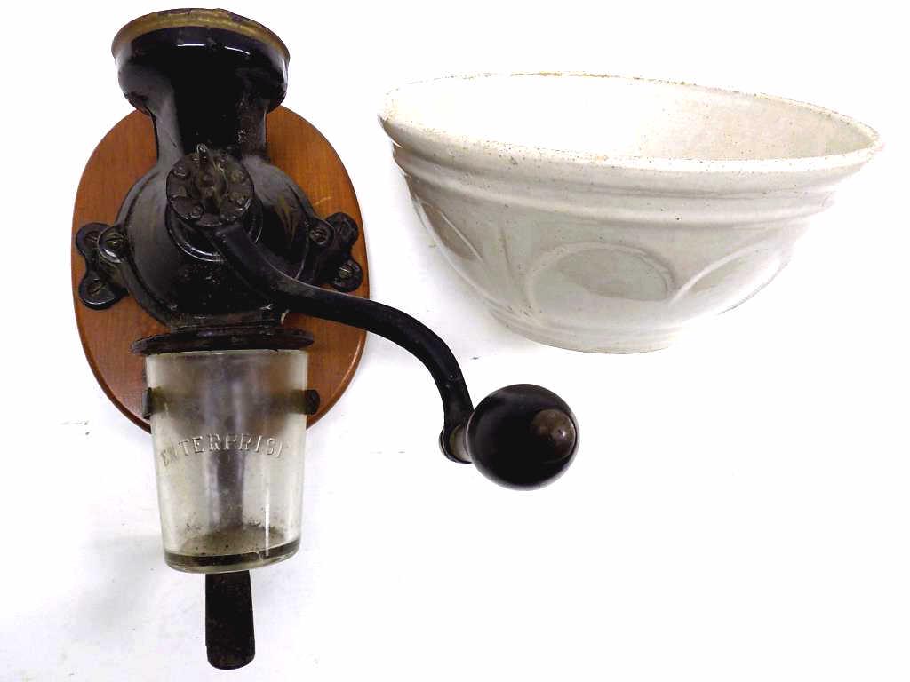 ENTERPRISE CAST IRON COFFEE GRINDER W/ BOWL (1 of 4)
