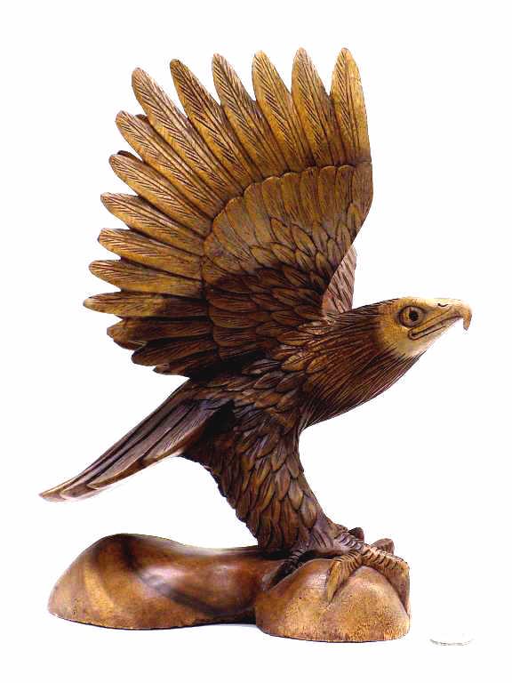 FOLK ART CARVED AMERICAN EAGLE WOOD SCULPTURE (1 of 7)