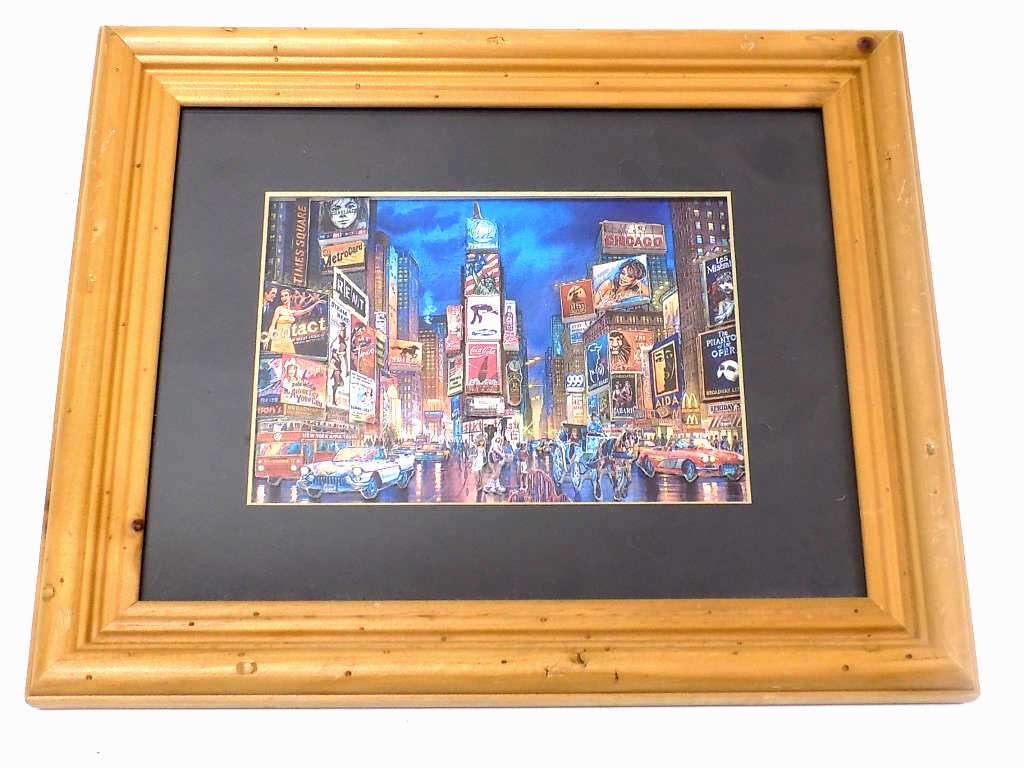 NEW YORK CITY TIMES SQUARE 3-D POP ART: New York City Times Square 3-D Pop Art Lithographic Artwork. 10.25" x 12.50" Framed.