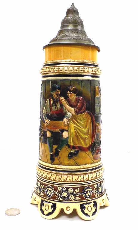 BIG GERMAN J.W.P. COUPLE SCENE BEER TANKARD STEIN (1 of 9)