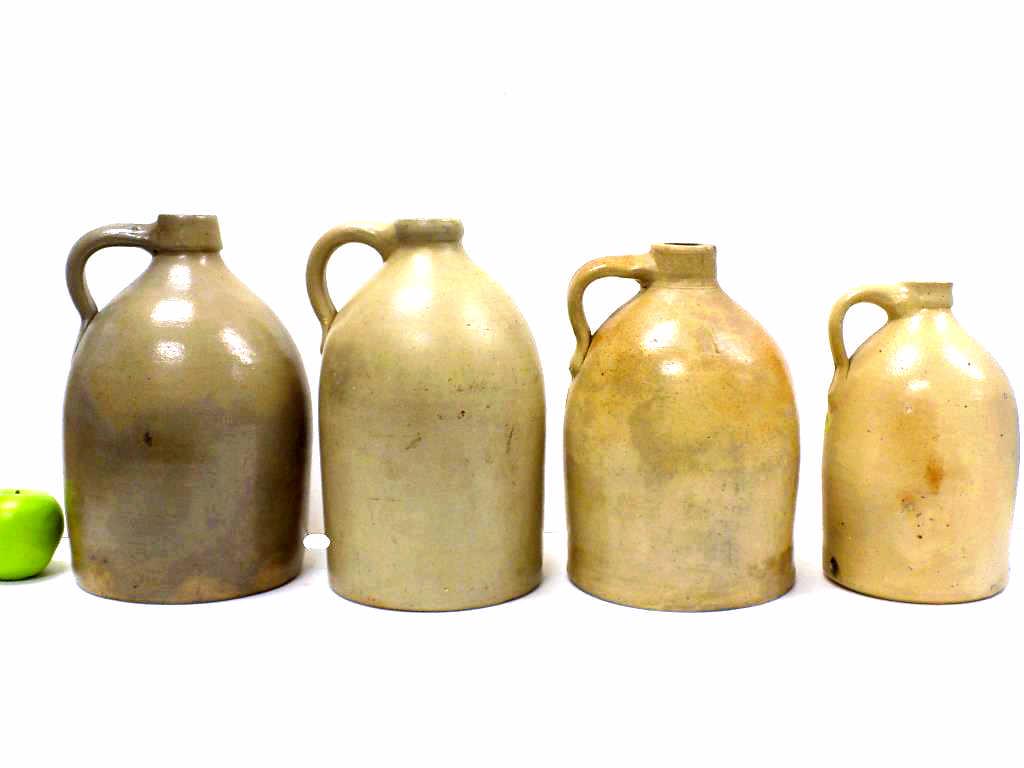 PRIMITIVE STONEWARE WHISKEY JUGS LOT (1 of 2)