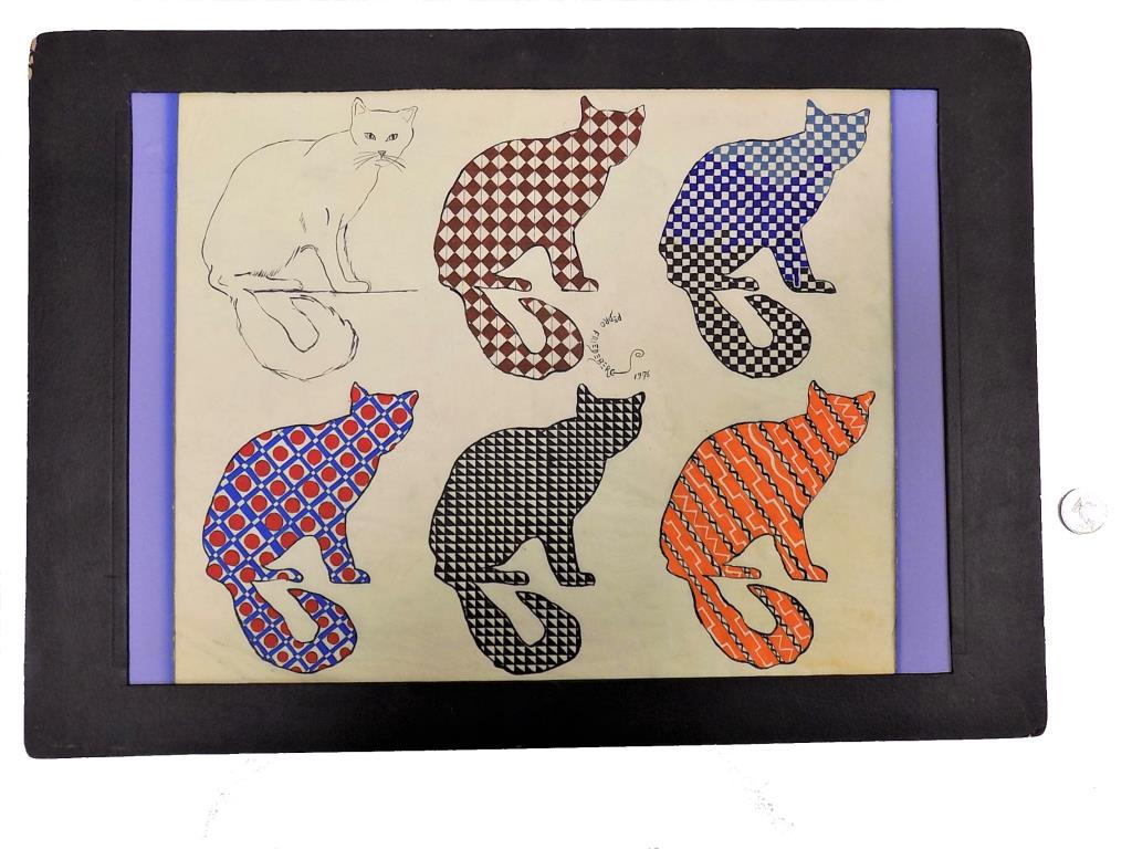 PEDRO FRIEDEBERG - CATS ACRYLIC & INK PAINTING (1 of 8)