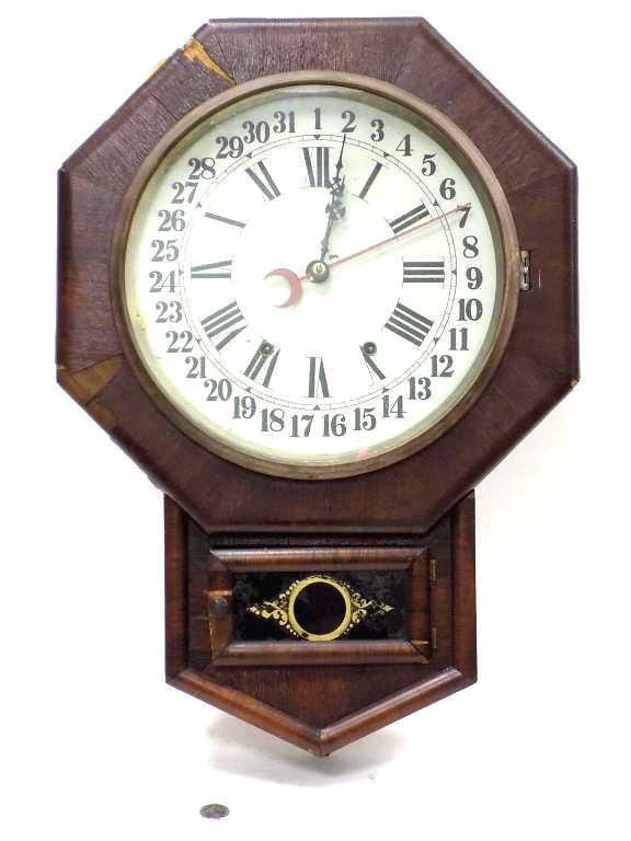 NEW HAVEN CLOCK CO. SCHOOL HOUSE CLOCK (1 of 3)