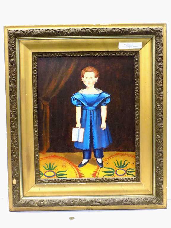 AMERICAN FOLK ART GIRL PERFORMER PAINTING (1 of 4)