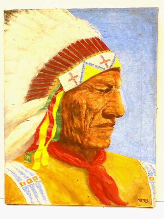 MEYER - AMERICAN INDIAN CHIEF PAINTING (1 of 5)